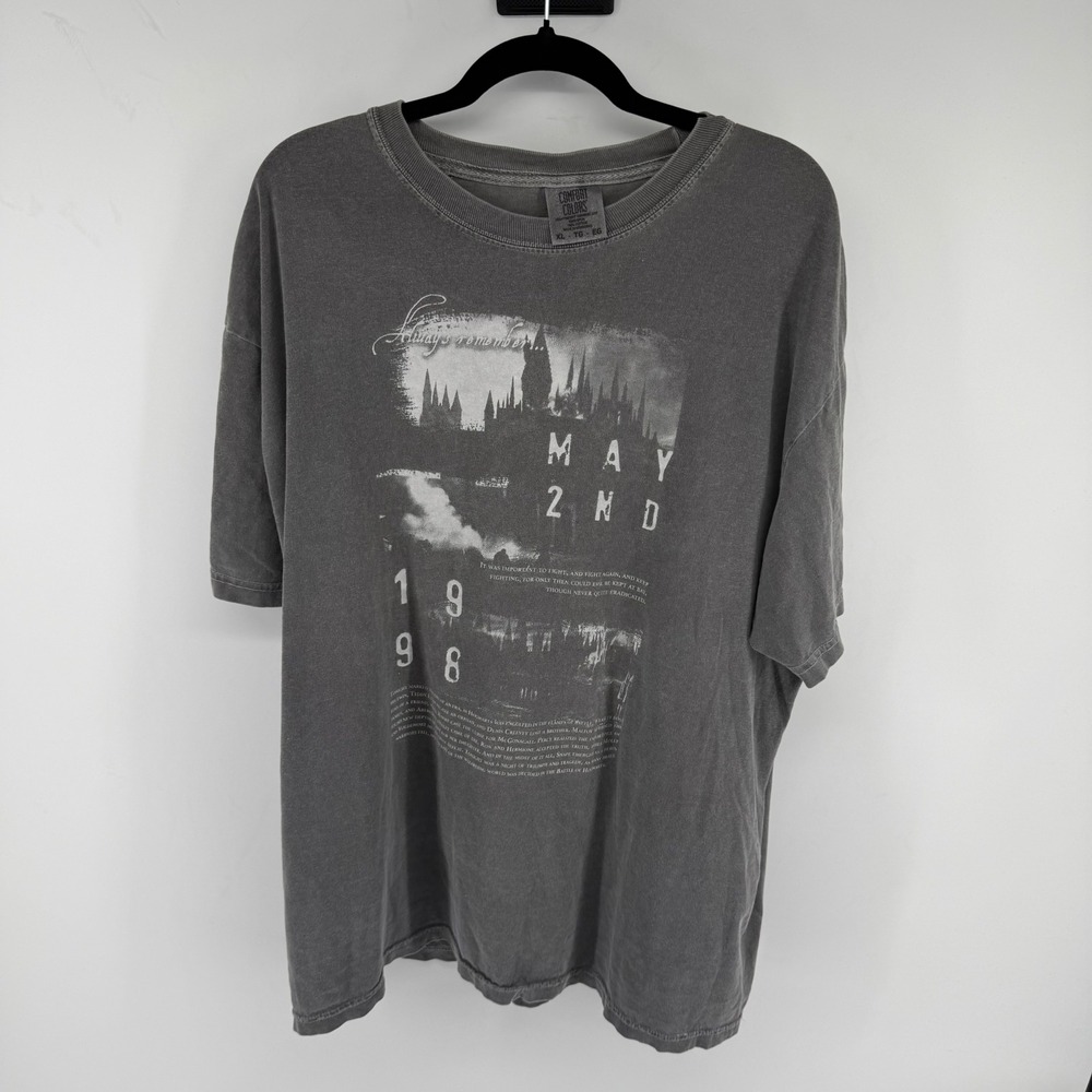 Comfort Colors Harry Potter T-Shirt XL Gray Cotton Battle of Hogwarts Vintage